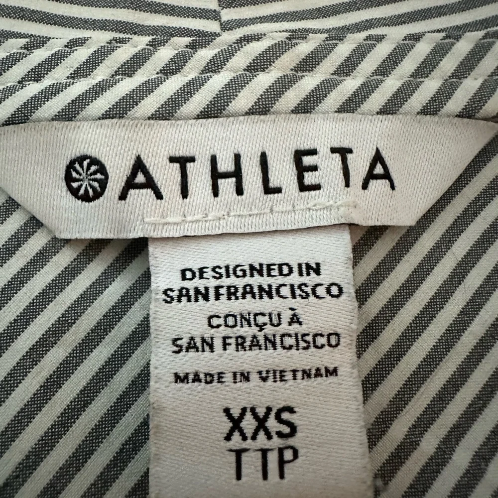 Athleta Newport Wrap Dress,City Stripe Black/Sea Salt SIZE XXS, EUC - Picture 6 of 9
